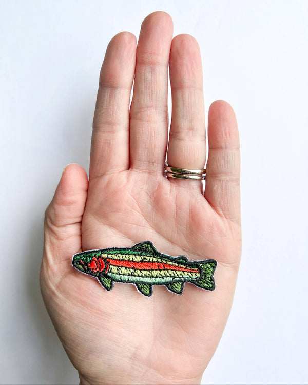 Trout Fish Embroidered Iron On Patch