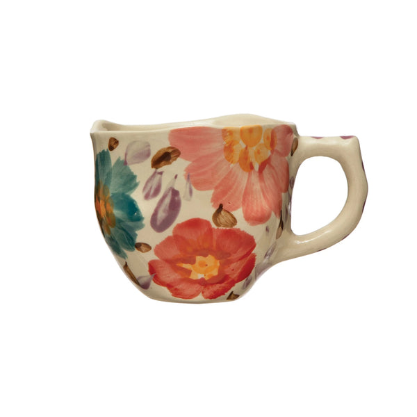 8 oz. Hand-Painted Stoneware Mug w/ Florals