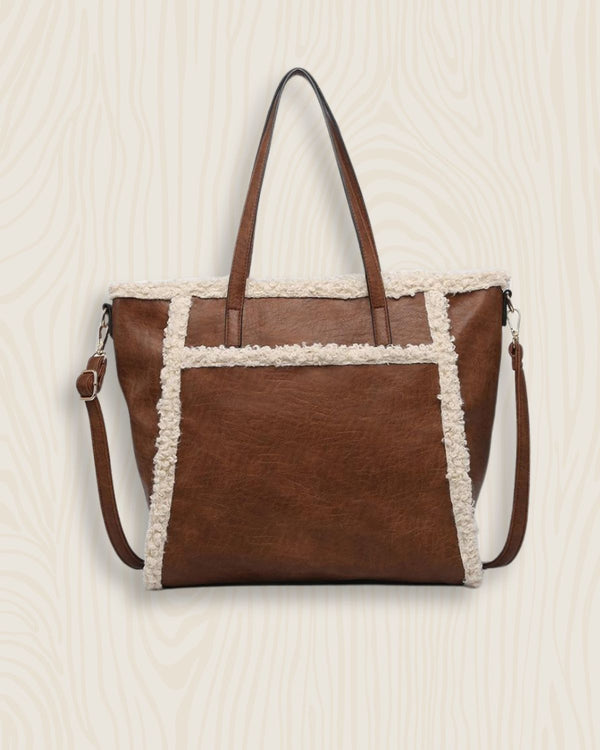 Sherpa Trimmed Tote Purse