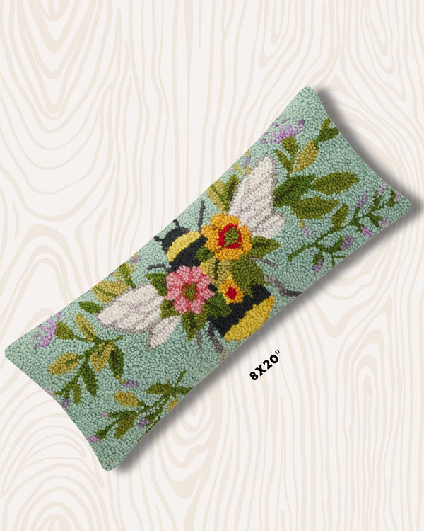Bee + Florals Wool Hook Pillow | 8x20"