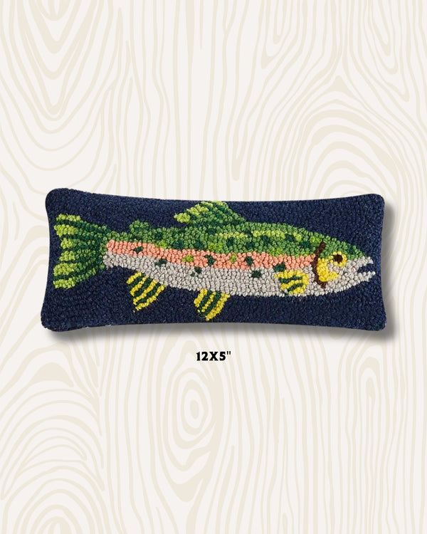 Trout Wool Hook Pillow | 5" x 12"