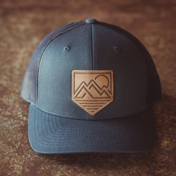 Mountain Sunset Hat | Leather Patch Snapback