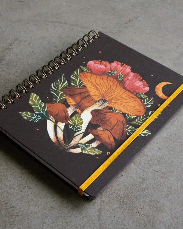 Midnight Mushroom Hardcover Spiral Sketchbook/Journal