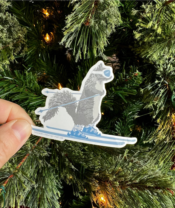 Skiing Squirrel Sticker