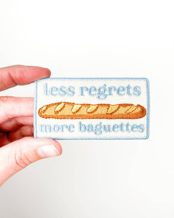 Less Regrets More Baguettes Embroidered Iron-On Patch