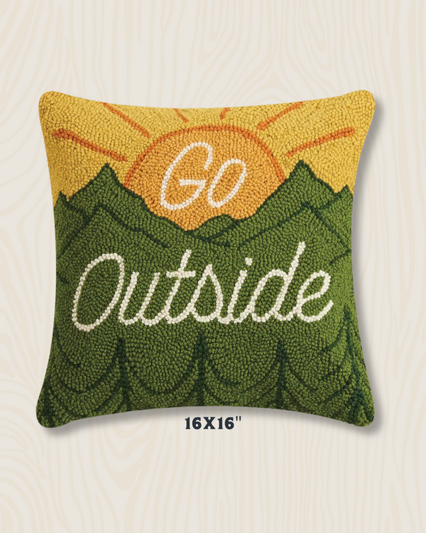 Go Outside Wool Hook Pillow | 16" x 16"