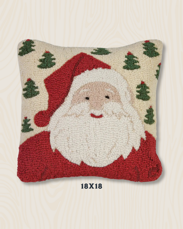 Jolly St. Nick Wool Hook Pillow | 18" x 18"