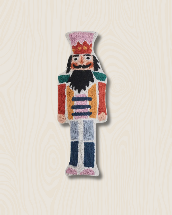 Nutcracker Shaped Wool Hook Pillow | 8"x22"