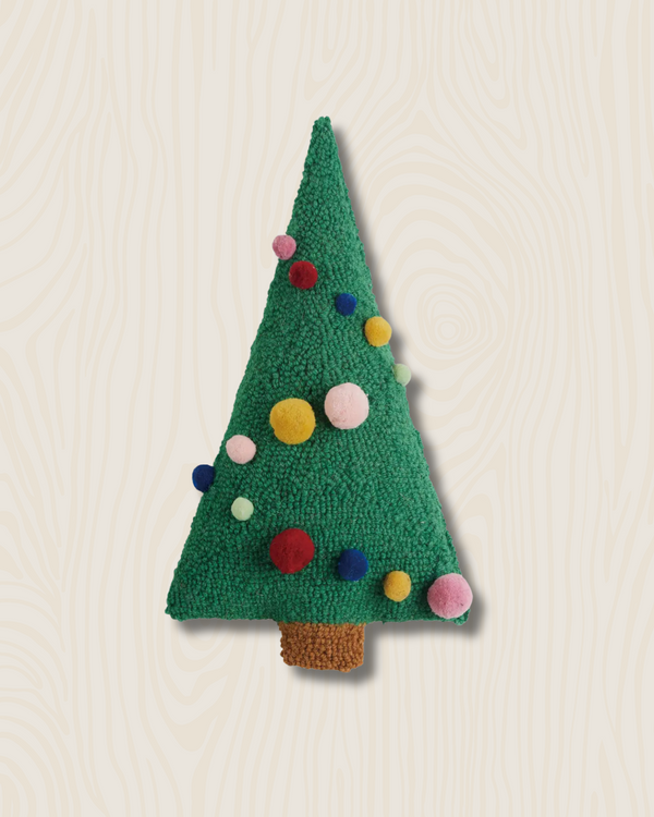 Shaped Christmas Tree Wool Hook Pillow | 9"x16"