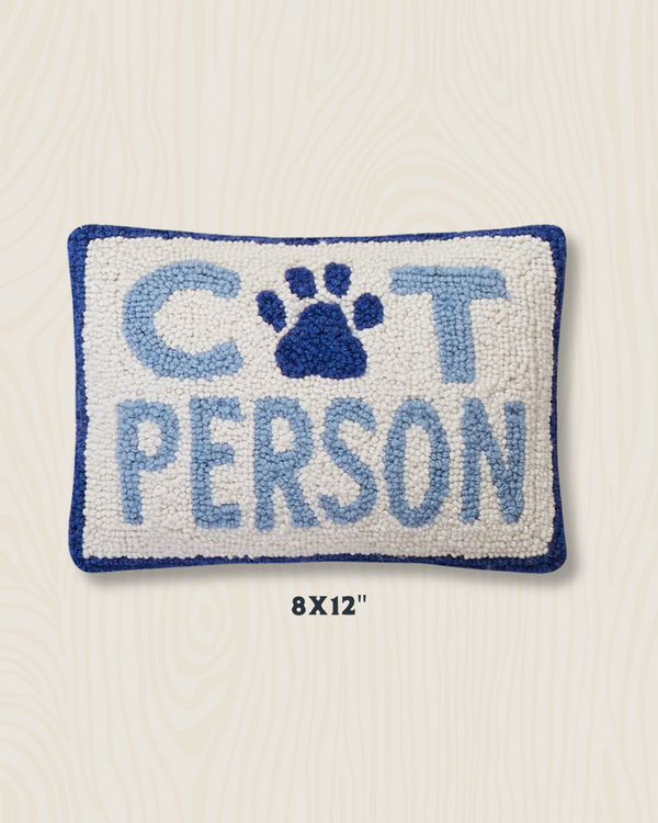 Cat Person Wool Hook Pillow | 8"x12"