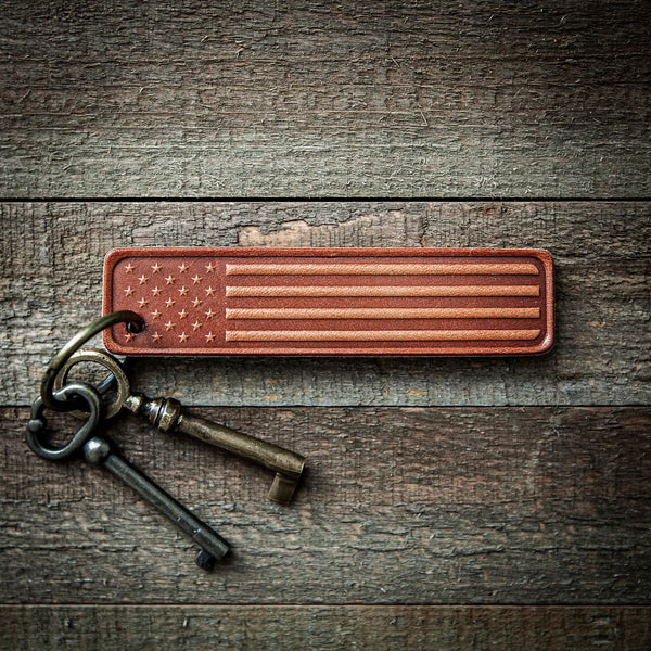 American Flag | Handmade Leather Keychain