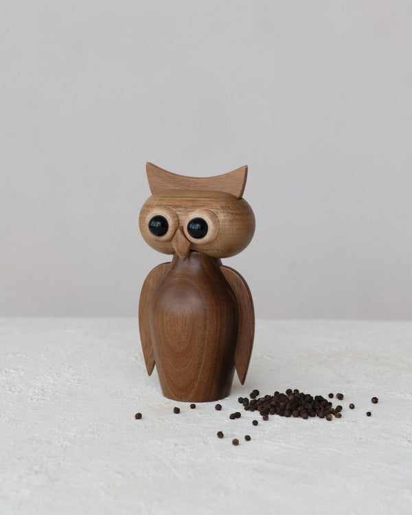 Owl Salt/Pepper Mill | Acacia Wood