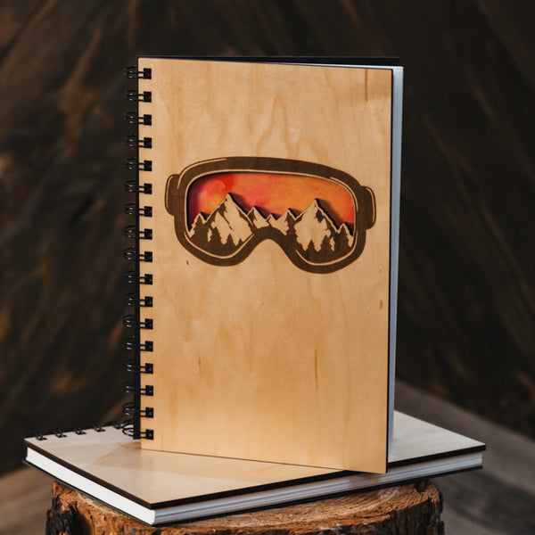 Ski Sunset Wood Journal