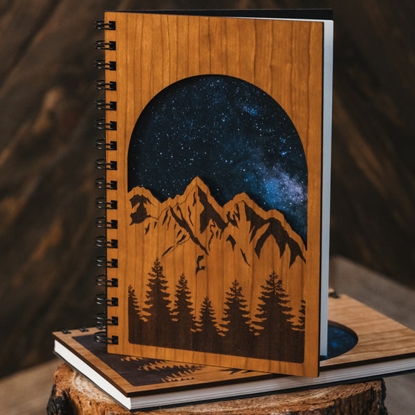 Starry Mountains Wood Journal