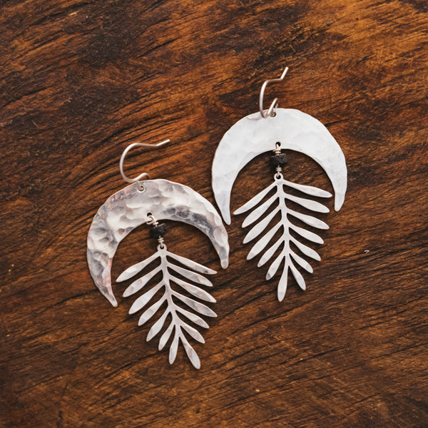 Handmade Moon and Leaf Earrings