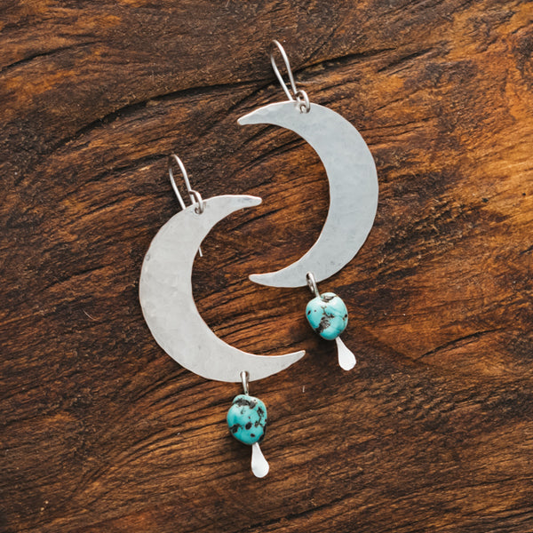 Handmade Turquoise Moon Earrings
