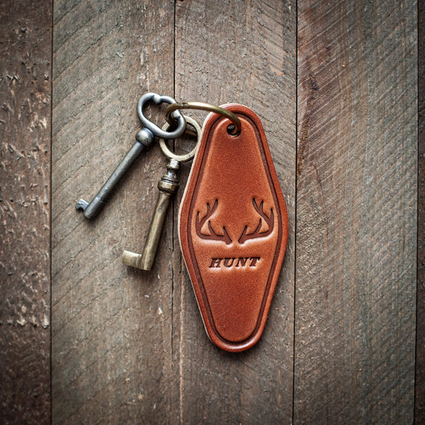 Antler/Hunt Leather Keychain