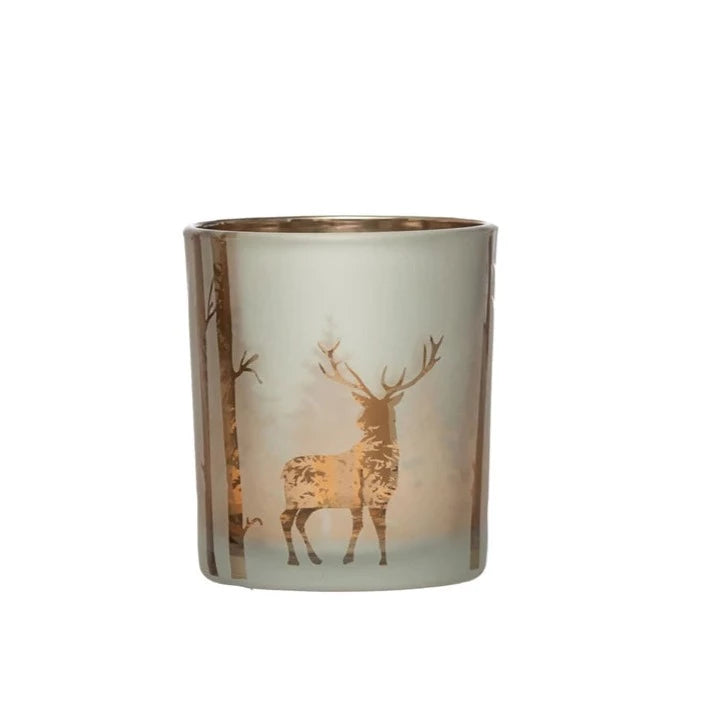 Deer Mercury Glass Candle Holder