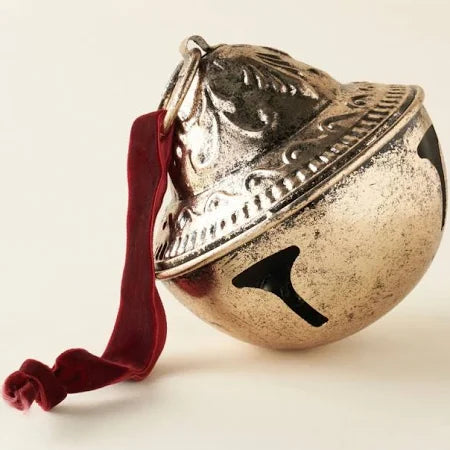 Metal Sleigh Bell w/ Velvet Ribbon