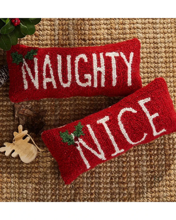 Naughty Wool Hook Pillow | 12"x5"