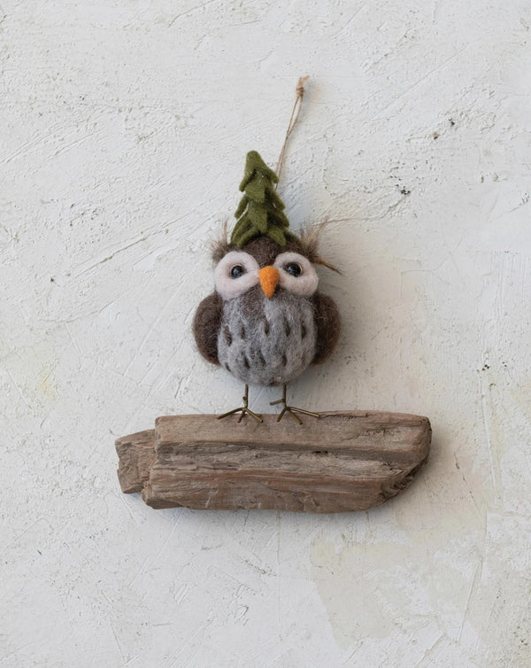 Handmade Wool Felt Owl Ornament