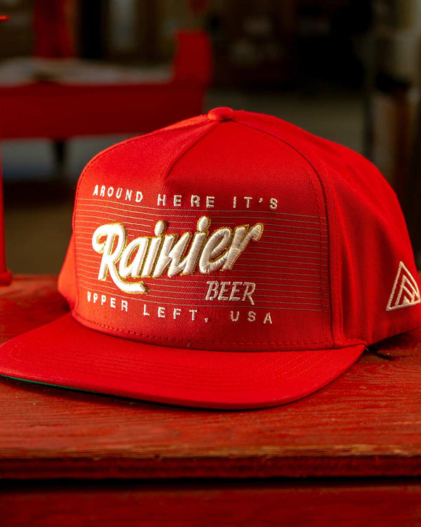 Rainier Beer Flatbill Snapback | Red