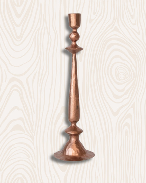 Hand-Forged Cast Iron Taper Holder, Copper Finish | 11.75H