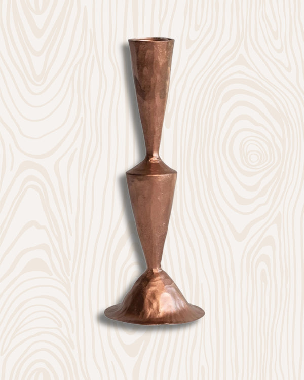 Hand-Forged Cast Iron Taper Holder, Copper Finish | 7.5H