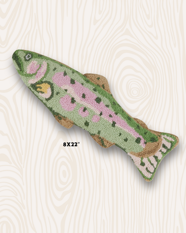 Shaped Trout Wool Hook Pillow | 8" x 22"