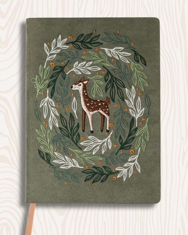 Fawn + Foliage Embroidered Deer Journal