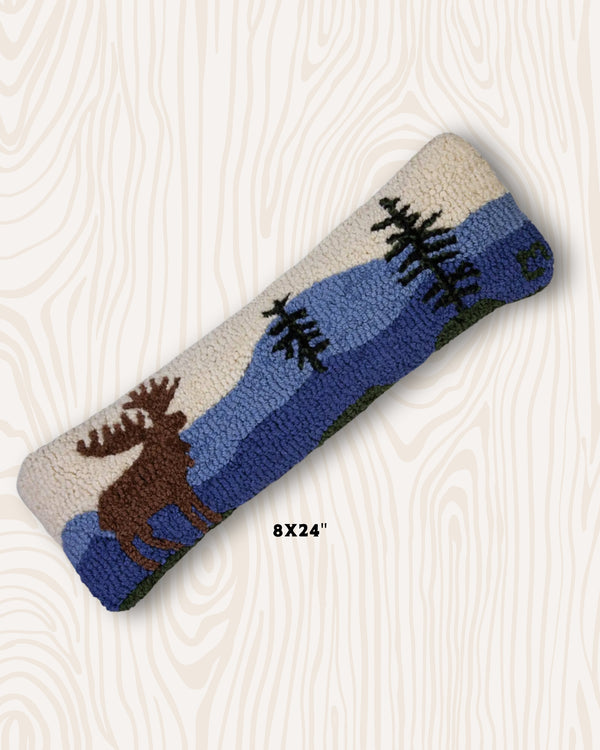 Mountain Moose Wool Hook Pillow | 8"x24"