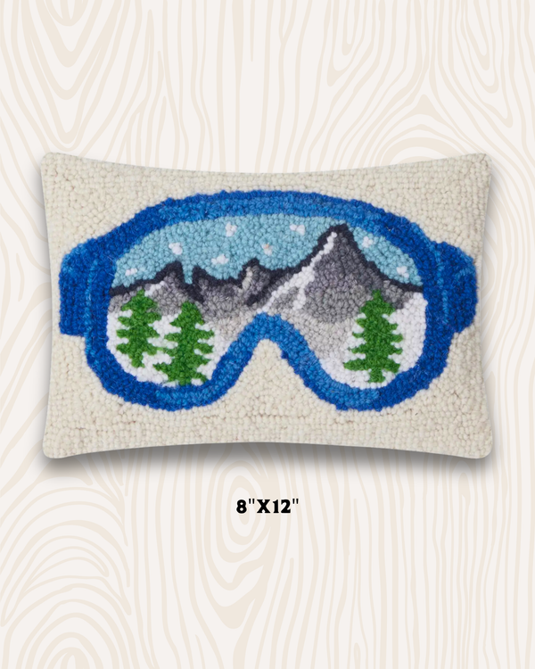 Ski Goggles Wool Hook Pillow | 8" x 12"