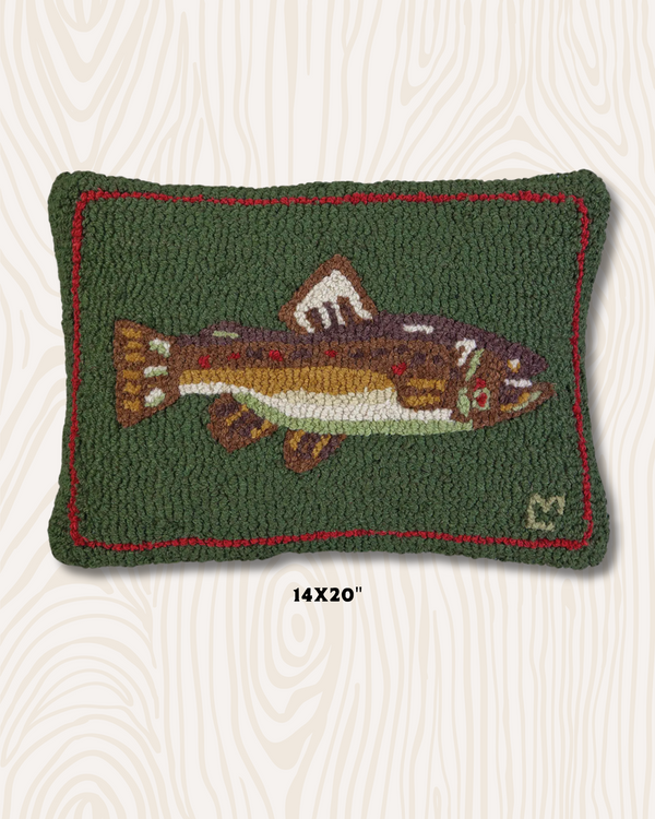 Brown Trout Wool Hook Pillow | 14" x 20"