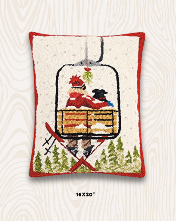 Ski Lift + Pup Holiday Pillow | 16x20