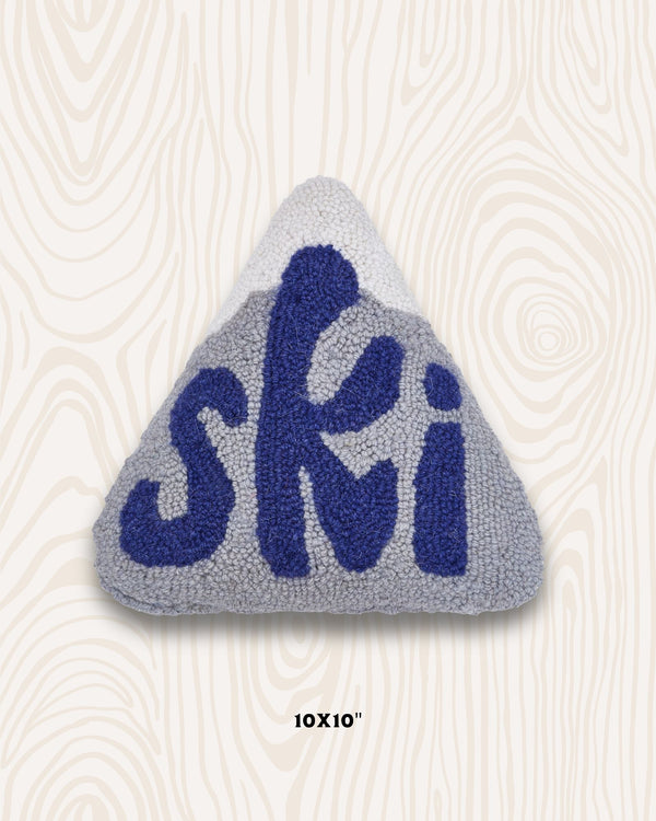 Ski Mountain Handmade Wool Hook Pillow | 10x10