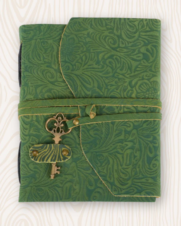 Floral Leather Journal | Forest Green