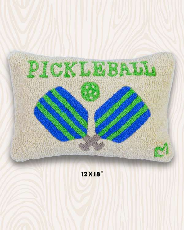 Pickleball Handmade Wool Hook Pillow | 12"x18"