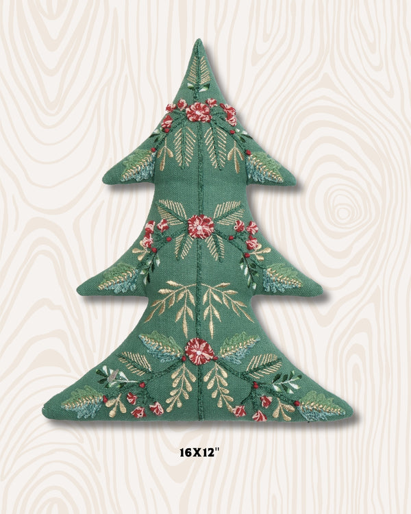 Shaped Tree Embroidered Pillow