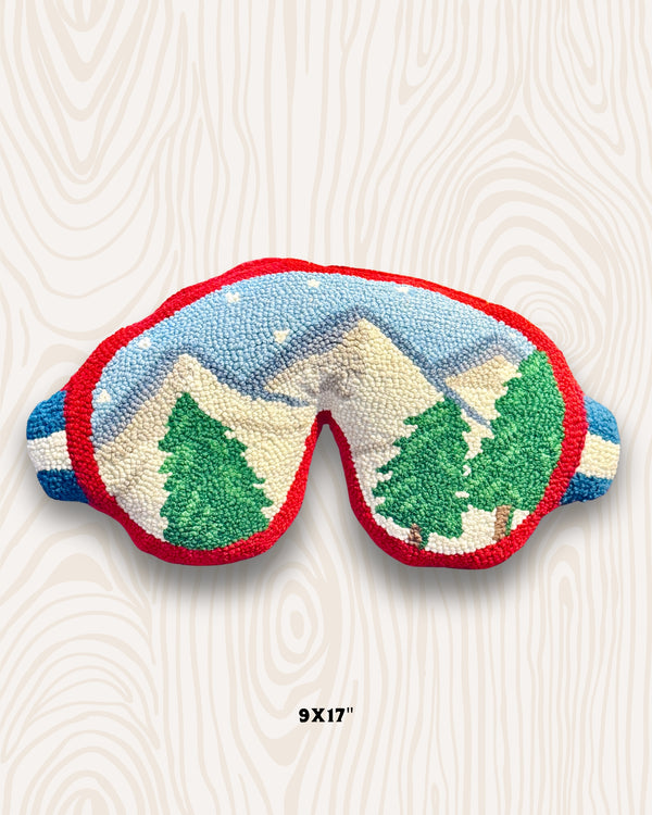Mountain Ski Goggle Handmade Wool Hook Pillow | 9x17
