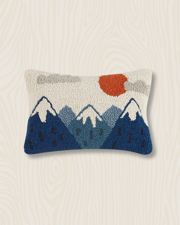 Mountain Scene Wool Hook Pillow | 8"x12"