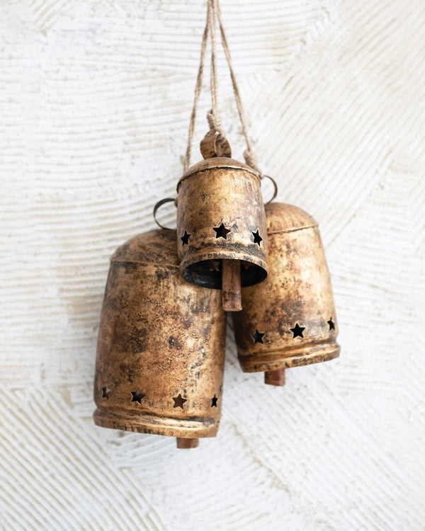 Rustic Metal Bells with Star Cutout