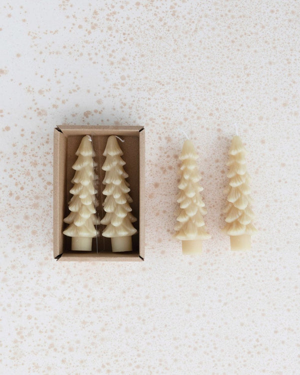 4.75" Tree Shaped Taper Candles | Eggnog