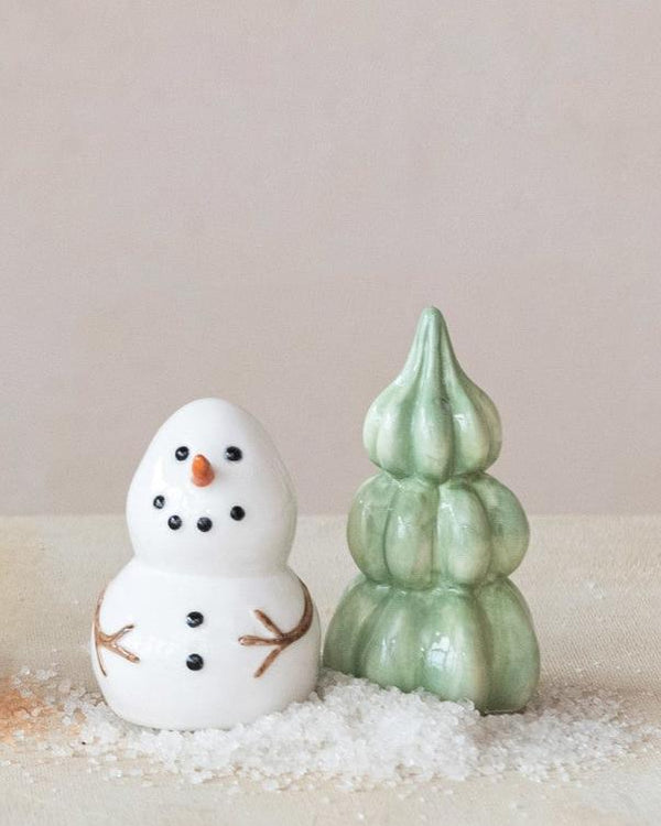 Stoneware Snowman Salt & Pepper Shaker Set