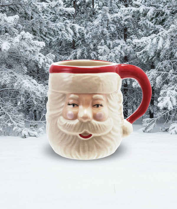 Hand-Painted Stoneware Santa Shaped Mug