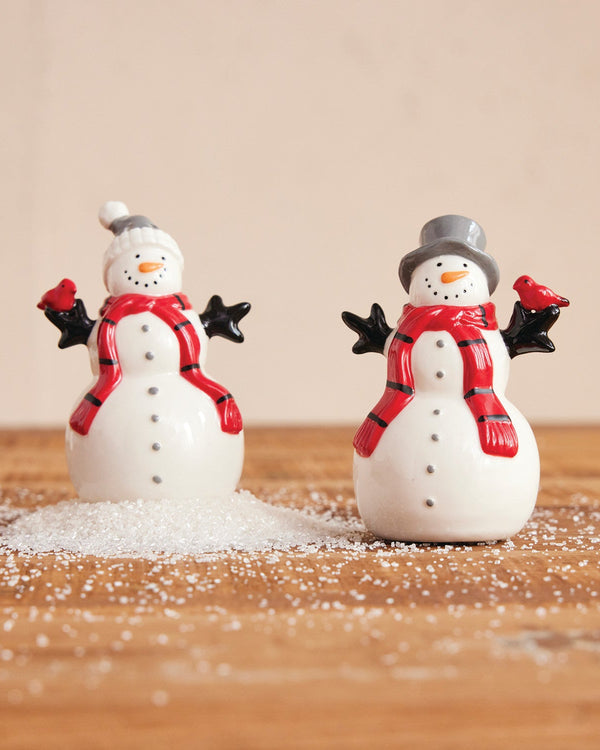 Stoneware Snowman Salt and Pepper Shakers | Set of 2