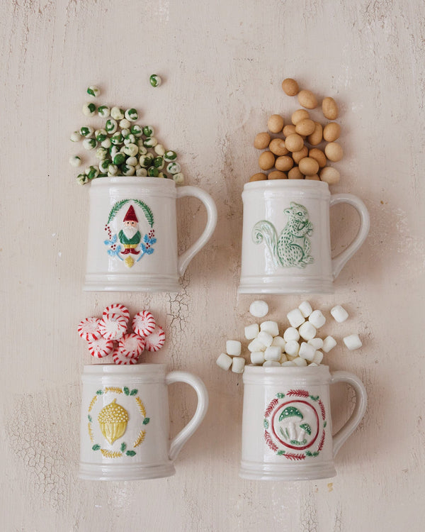 Hand Painted Embossed Stoneware Mug | 12oz