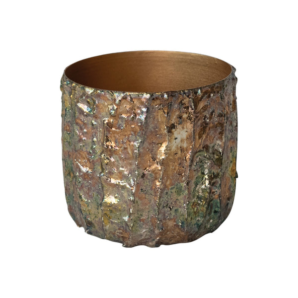 Metal Tealight/Votive Holder, Oxidized Gold Finish