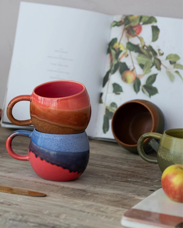 16 oz. Stoneware Mug, Reactive Glaze, 4 Colors (Each One Will Vary)