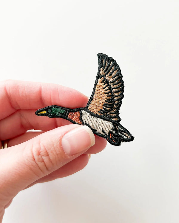 Flying Mallard Duck Embroidered Iron-On Patch