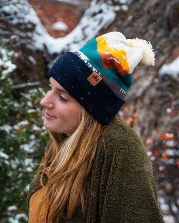 Mountains Pom Beanie